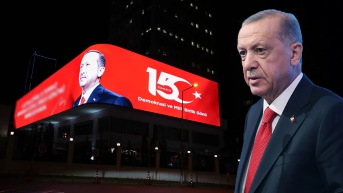 Cumhurbaşkanı Erdoğan’ın 15 Temmuz mesajı dijital gösterim ekranında yayımlandı