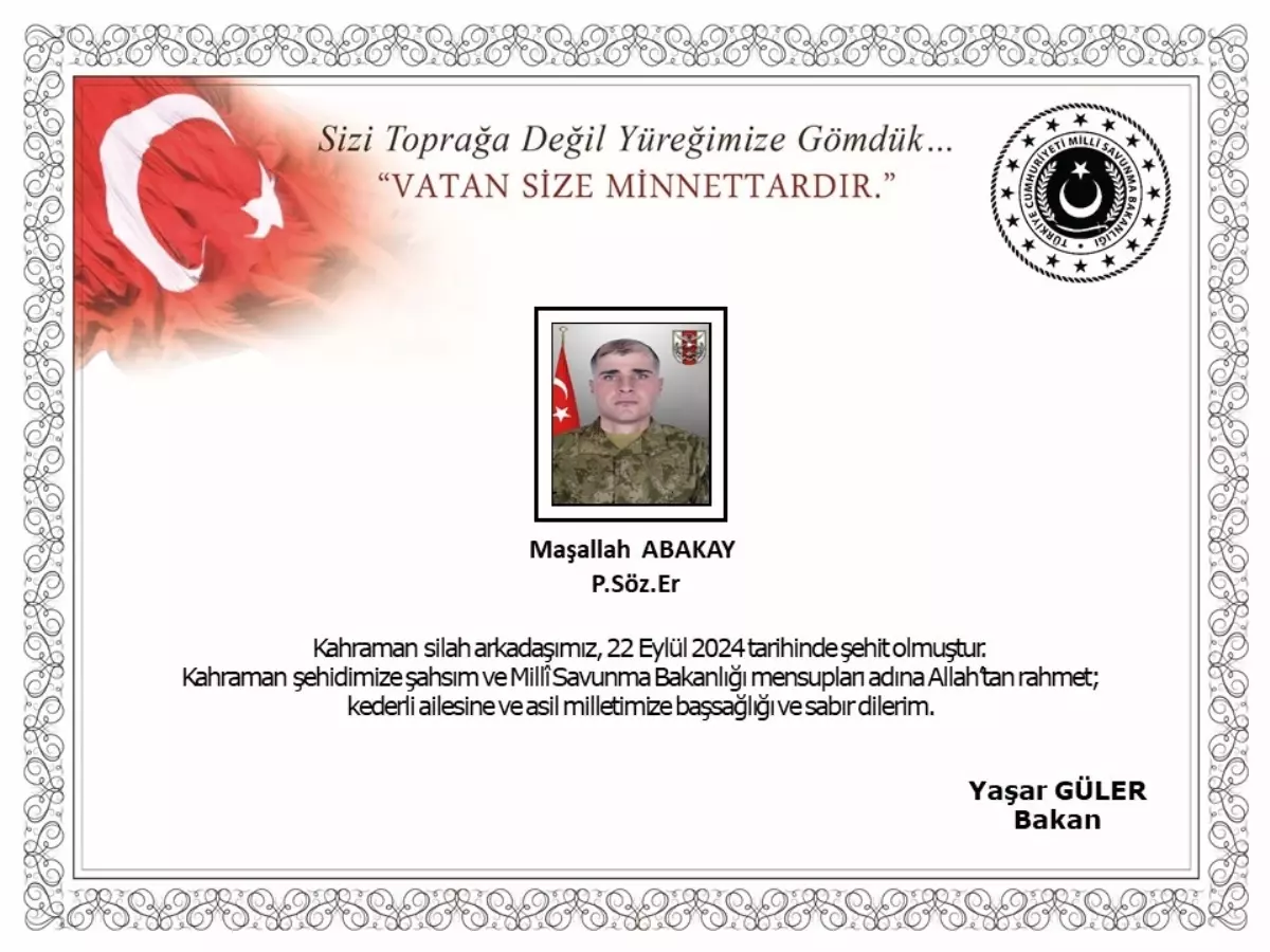 Pençe-Kilit Operasyonu’nda 1 asker şehit oldu