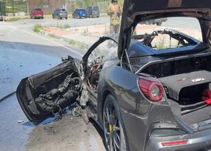 Adalı’nın oğlunun Ferrari’si yolda yanıp küle döndü
